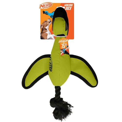 Nerf Dog Trackshot Launching Duck Dog Toy, 16.5 Dog Fetch Toy for Medium and Large Breeds, Green