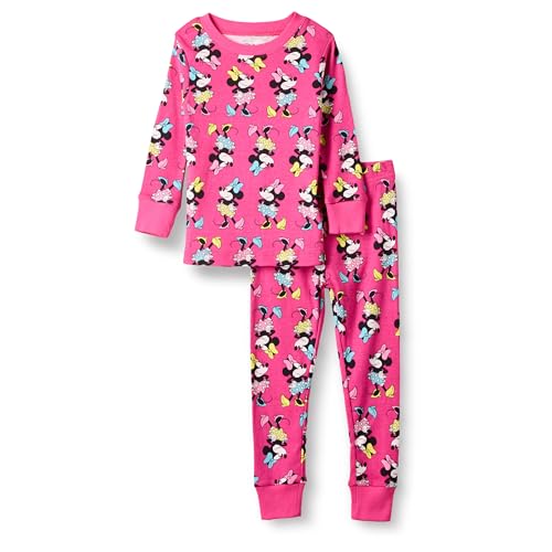 Amazon Essentials Disney Girls' Snug-Fit Cotton Pajamas, Minnie Vibes - Kids, 12