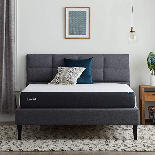 Lucid 8 Inch Memory Foam Mattress - Medium Plush Feel - Infused with Refreshing Bamboo Charcoal and Cooling Gel - Bed in