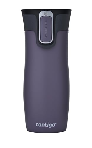 (-38%) Contigo Unisex-Adult West Loop Autoseal Thermobecher, Edelstahl Isolierbecher, Kaffeebecher To Go, BPA frei, auslaufsicherer Reisebecher mit Easy-Clean-Deckel, hält bis zu 5h warm, 470 ml, Dark Plum