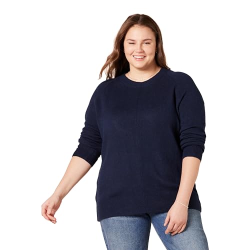 Amazon Essentials Women's Regular-Fit Soft Touch Long-Sleeve Crewneck Sweater, Navy, X-Large