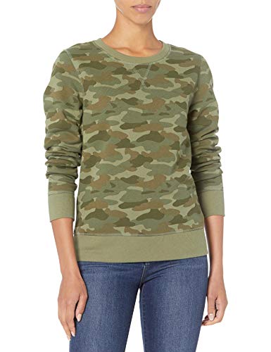 Amazon Essentials Women's Fleece Crewneck Pullover Sweatshirt (Available in Plus Size), Green Camo, X-Large