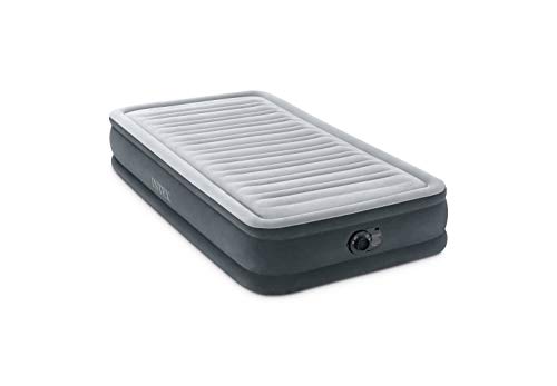Intex 67765ED Dura-Beam Deluxe Comfort-Plush Mid-Rise Air Mattress : Fiber-Tech – Twin Size – Built-in Electric Pump – 13in Bed Height – 300lb Weight Capacity