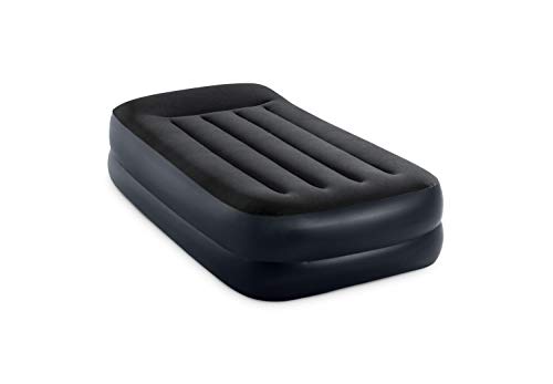 Intex Raised Airbed Mattress with Built-in Pump, Dura-Beam Plus Pillow, Twin - Portable Inflatable Luxury Blow-Up Bed for Adults, Camping, Guests