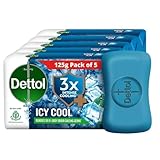 Dettol Icy Cool Bathing Soap Bar With 3x intense cooling 625gm 125gm Pack of 5