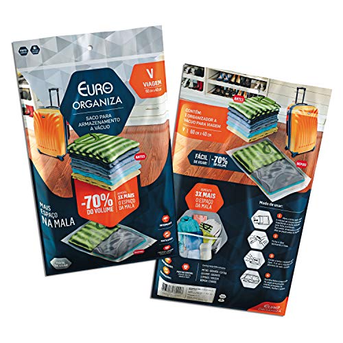 Euro Home VAC9928 - Organizador a Vácuo para Viagem, Transparente, 60x40cm - Plástico