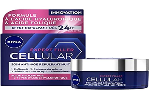 🔥 STARKER PREIS (-24%) NIVEA Cellular Expert Filler – Anti-Aging-Gesichtspflege – Nachtcreme – spendet Feuchtigkeit, strafft, gibt Volumen & reduziert Falten – Hyaluronsäure & Folsäure pur – alle Hauttypen – 50 ml