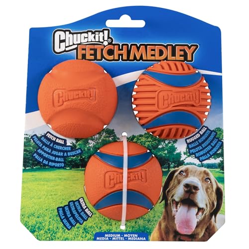 Chuckit! Ultra and Rugged High-Bounce Fetch Balls Medium 3-Pack