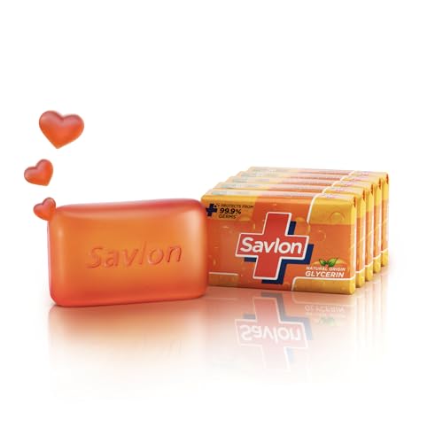 Savlon Moisturizing Glycerin Bathing Soap Bar 600g (120g Pack of 5) | 99.9% Germ Protection | Natural-Origin Glycerin | Value Family Pack | Soft Moist
