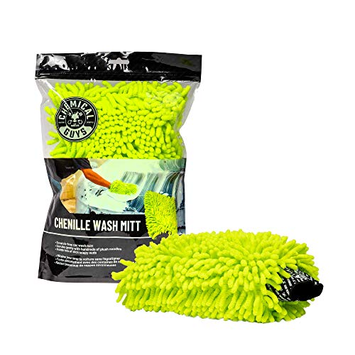 Chemical Guys MIC493 Chenille Premium Scratch-Free Microfiber Wash Mitt, Lime Green, 9.6" x 2.3" x 7"