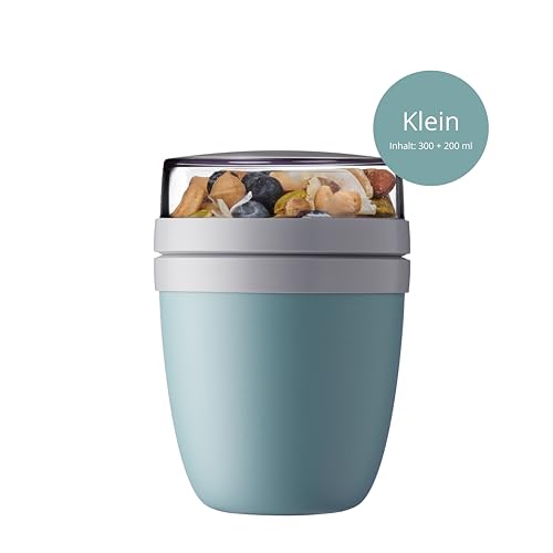 (-26%) Mepal Müslibecher to go, Klein, praktischer Joghurtbecher to go - Unterteilung für Joghurt & Müsli - Geeignet für Gefrierschrank, Mikrowelle & Spülmaschine - 300 ml + 120 ml - Nordic Green