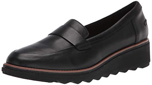 Clarks Women's Sharon Gracie Penny Loafer, Black Soft, 9