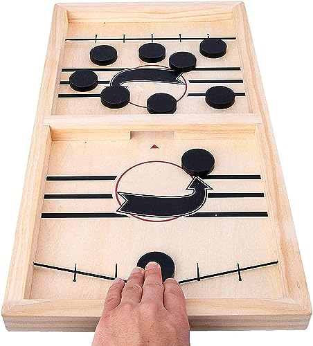Fast Sling Puck Game - Fast Action Super Foosball Table Desktop Battle Slingshot Wooden Air Hockey Board Game -Guarantee