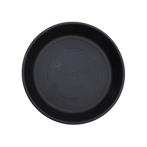 The HC Companies Flower Pot Saucers - Plastic Plant Saucer for Outdoors & Indoors - Traditional Design Plant Pot Trays for Water Drainage - Durable & Stylish Round Plant Tray (12-inch Black)