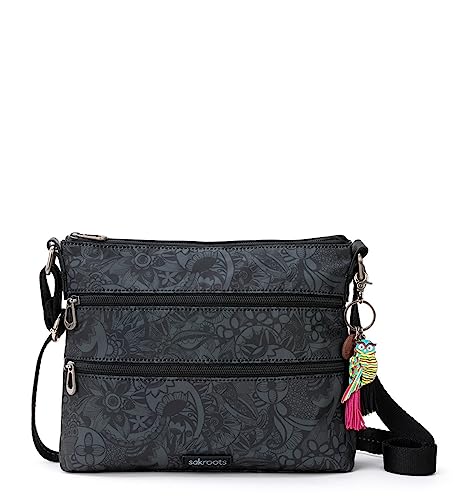 Sakroots Artist Circle Basic Crossbody in Eco Twill, Adjustable Crossbody Strap, Black Spirit Desert