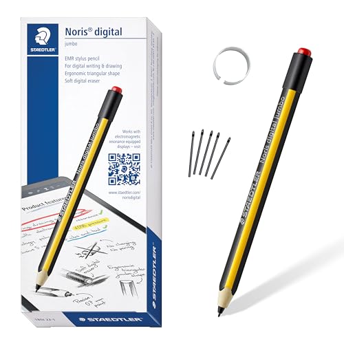 STAEDTLER Noris Jumbo Digital Stylus Pen: No Charging, EMR Palm Rejection, 4.096 Pressure Levels, Hexagonal Shape, Natural Writing and Drawing on Touchscreen Tablet, Laptop, Phone