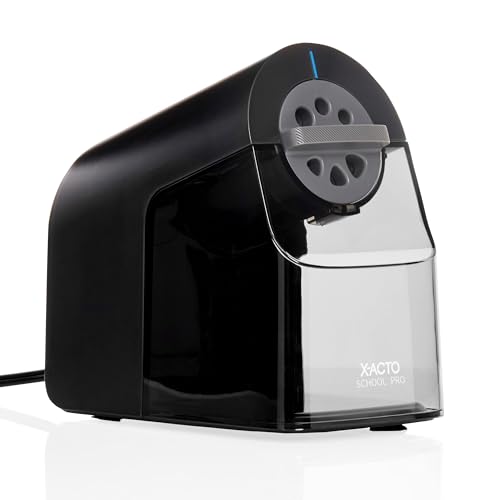 X-ACTO Pencil Sharpener, SchoolPro Electric Pencil Sharpener, Heavy Duty Sharpener for School, Classroom and Teacher Supplies, Perfect for Addition to Homeschooling Supplies, Black, 1 Count