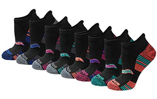 Saucony Women's RunDry Performance 8, 16 Pairs Heel Tab Athletic Socks, S-L, Assorted Darks (8 Pairs), Large