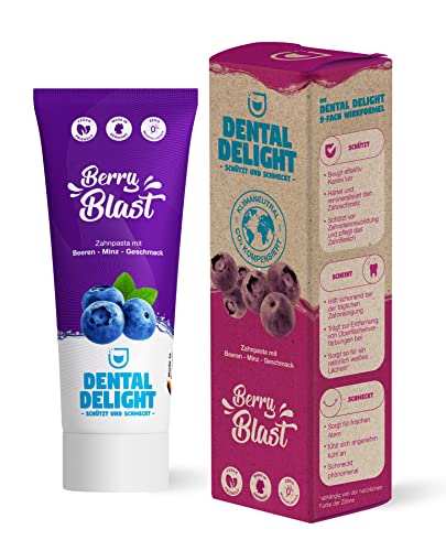 (-32%) DENTAL DELIGHT Berry Blast Zahnpasta, Vegane Zahnpasta mit Geschmack, Zahncreme (Blaubeere-Minze, 1er Pack)