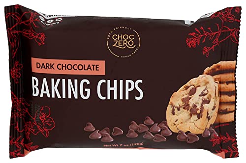 ChocZero Dark Chocolate Chips, Sugar Free, Vegan, Keto & Low Carb, Gluten Free, No Sugar Alcohols, 20 oz Bag for Baking & Desserts