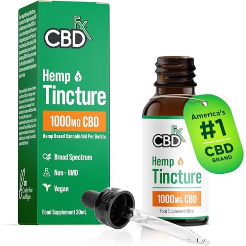 CBDfx 1000mg CBD High Strength CBD Oil, Improved Purity, All Natural, Vegan, Non-GMO, Broad Spectrum, Blended with MCT Oil, No THC, 30ml (30 Days)