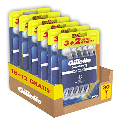 Gillette Sensor3 Comfort, Rasoi Da Barba Usa E Getta Da Uomo, Rasoi Da Uomo Con Striscia…