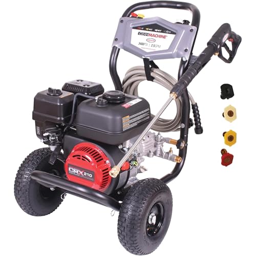 Simpson Cleaning 3400 PSI Gas Pressure Washer, 2.5 GPM Power Washer for Residential Use, CRX Engine, 25-Foot MorFlex Hose, Clean Machine, 49-State (CM61083)
