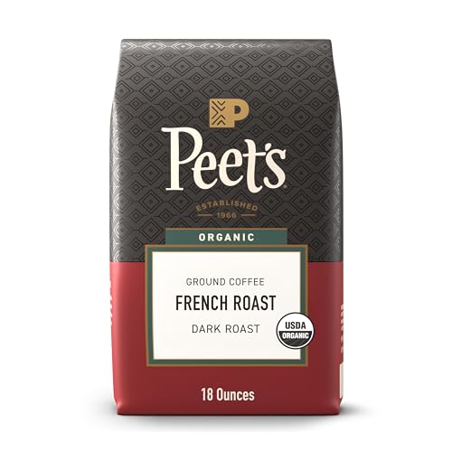 Peet's Coffee, USDA Organic Dark Roast Ground Coffee - French Roast 18 Ounce Bag