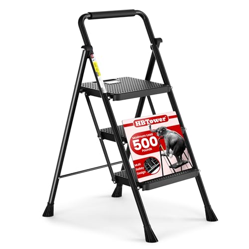 HBTower Folding Step Stool Ladder Anti-Slip Pedal Handrail Lightweight