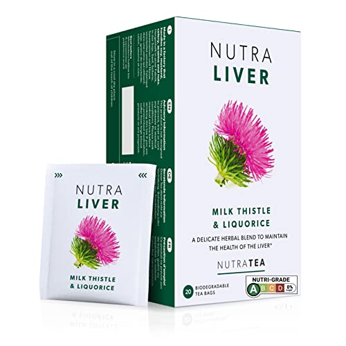 NUTRALIVER - Detox Tea for Liver Cleansing and Support - With Milk Thistle, Turmeric & Fennel - 20 Tea Bags - Herbal Tea by Nutra Tea