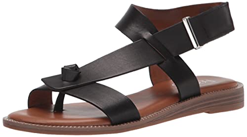 Franco Sarto Womens Glenni Ankle Strap Flat Sandals, Black, 8.5 M
