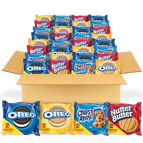 OREO Original, OREO Golden, CHIPS AHOY! & Nutter Butter Cookie Snacks Variety Pack, Christmas Cookies Stocking Stuffers, 56 Snack Packs (2 Cookies Per Pack)