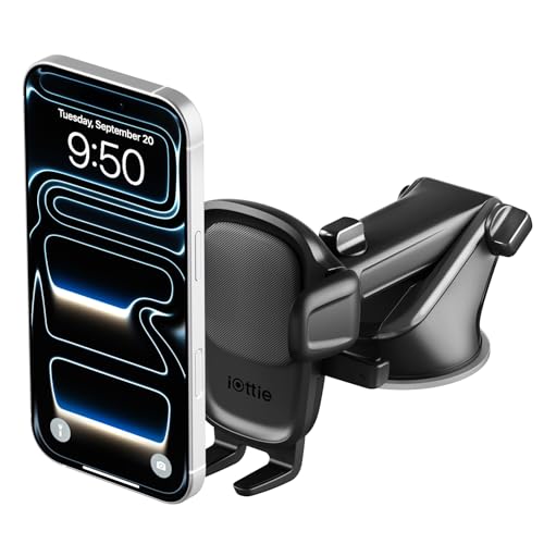 iOttie Easy One Touch Signature Dashboard & Windshield Universal Car Mount Phone Holder Desk Stand with Suction Cup Base and Telescopic Arm for iPhone, Samsung, Google, More Smartphones