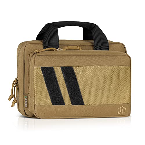 Savior Equipment Specialist Series Tactical Double Scoped Handgun Firearm Case Pistol Bag For Outdoor Hunting Shooting Range, Lockable Compartment, Additional Magazine Storage Slots