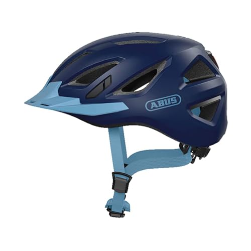 🔥 STARKER PREIS (-40%) ABUS Stadthelm Urban-I 3.0 - Fahrradhelm mit Rücklicht, Schirm und Magnetverschluss - für Damen und Herren - Dunkelblau, Größe S