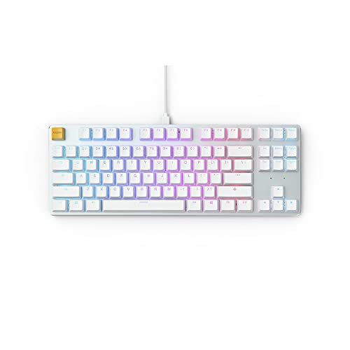 Glorious Custom Gaming Keyboard - GMMK 85% Percent TKL - USB C Wired Mechanical Keyboard - RGB Hot Swappable Switches & Keycaps - Silver/White Metal Top Plate