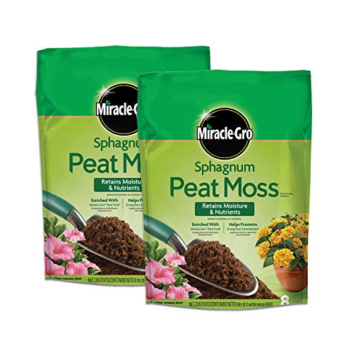 Miracle-Gro Sphagnum Peat Moss, For Containers and In-Ground, 8 qt., 2-Pack