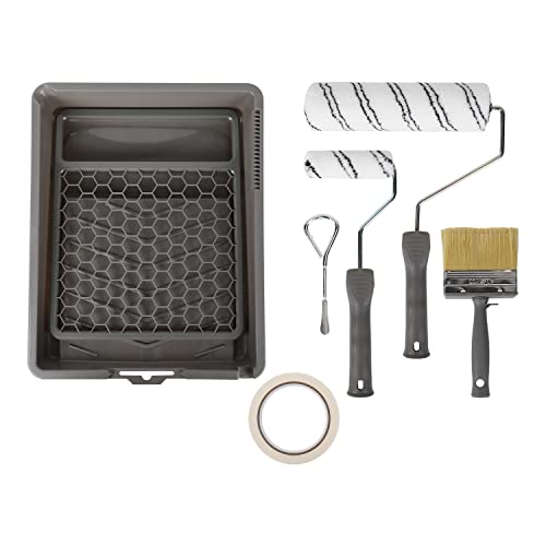 Paint roller frame tray and cover kit