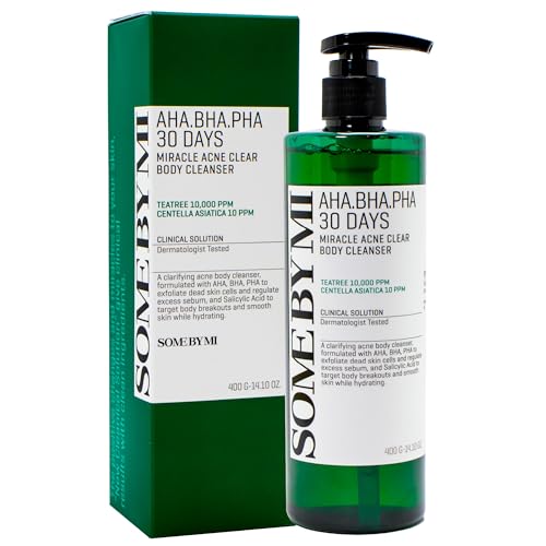 SOME BY MI AHA BHA PHA 30 Days Miracle Acne Clear Body Cleanser - 13.5oz, 400ml - Daily Exfoliating Tea Tree Acne Body Wash with Salicylic Acid - Deep Cleanses Sebum and Impurities - Korean Skin Care