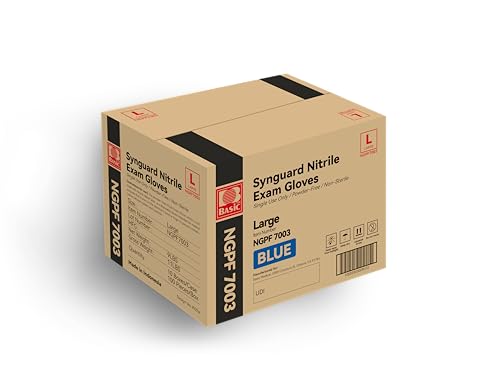 Basic Medical Blue Nitrile Exam Gloves - Latex-Free & Powder-Free - NGPF 7003 (Case of 1,000), Large