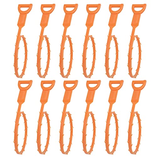 Amazon Basics Flexible Drain Clog Remover Snake Tool, Effective for Hair and Debris Cleaning, 19.6-Inch, 12 PackRotatin