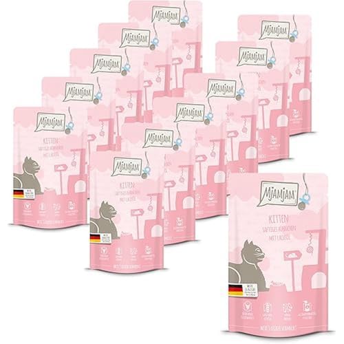 (-11%) MjAMjAM - Premium Nassfutter für Katzen - Quetschie - Kitten saftiges Hühnchen mit Lachsöl, 12er Pack (12 x 125 g), getreidefrei mit extra viel Fleisch