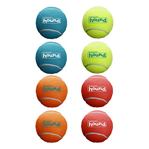 Outward Hound Squeaker Ballz 8-Pack Tennis Ball Dog Toys with Squeaker, Interactive Fetch Play for Pets Under 25 lbs, Training Balls for Indoor & Outdoor Exercise, Small, 2-inch