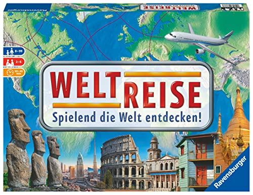(-37%) Ravensburger Familienspiel 26888 - Weltreise - Familienklassiker ab 8 Jahren - Gesellschaftsspiel, Reise einmal um die Welt, Brettspiel für bis zu 6 Spieler - über 170 Städte