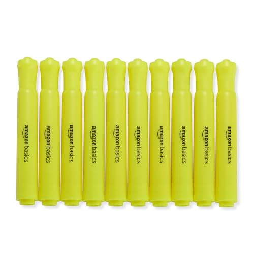 Amazon Basics Highlighters 12 Pack, Yellow Colors, Chisel Tip,Bible Highlighter,Office and School Supplies