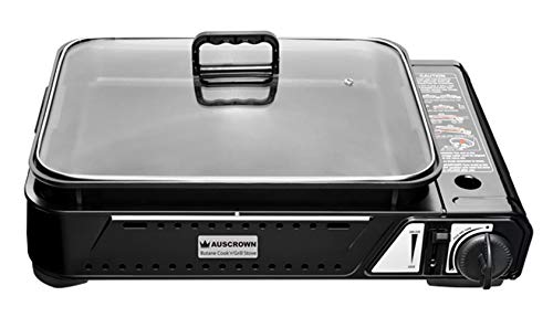 Auscrown Butane Cook'n'Grill Buane Gas Stove, Black, AD8550