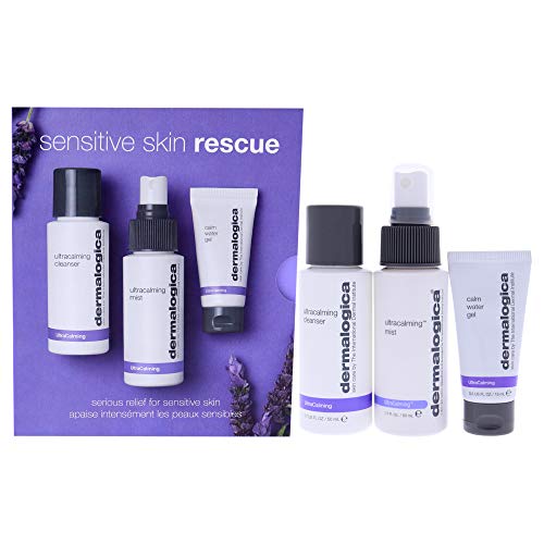 Dermalogica Sensitive Skin Rescue Kit - Set Contains: Face Wash, Toner, and Face Moisturizer - Skin Care To Calm, Soothe and Minimize Irritation