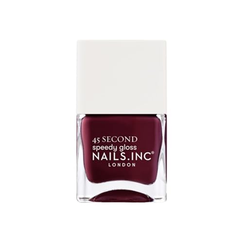Nails Inc 45 Second Speedy Gloss, Meet Me On Regents Street, Plum, No Chip, Long Lasting, Quick Dry, Air Dry, Professional Manicures & Pedicures, Fingernails & Toenails, Vegan Nail Polish, 0.47 Fl Oz