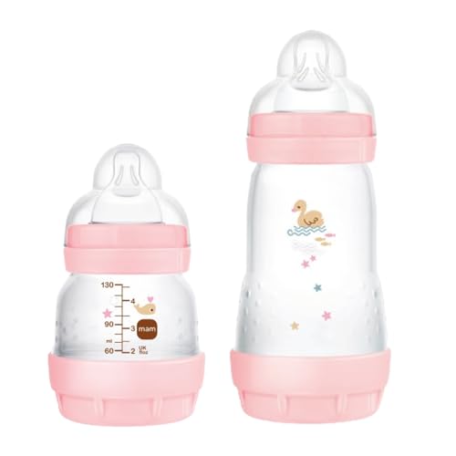 MAM Baby Kit 2 Mamadeiras Easy Start Starter Set Anticólica e Menos Bolhas de Ar, para Crianças 0+ Meses Autoesterilizáv...