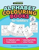 Alphabet Colouring Book For Toddlers Az Alphabet Letter Funny Animal Colouring Activity Letter Practice